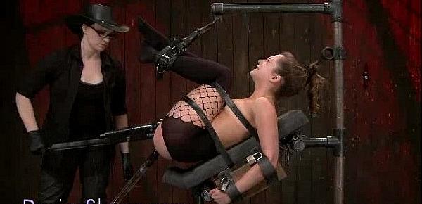  Strapped to reclining board babe fucked